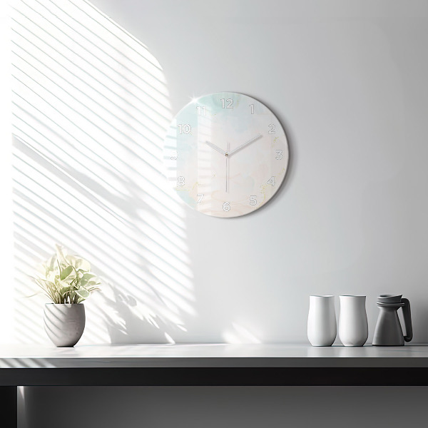 Orologio rotondo in vetro Marmo acquerello