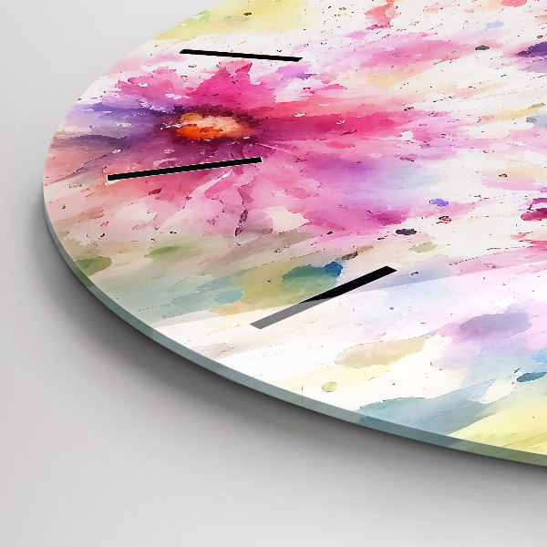 Orologio rotondo in vetro Fiori dipinti