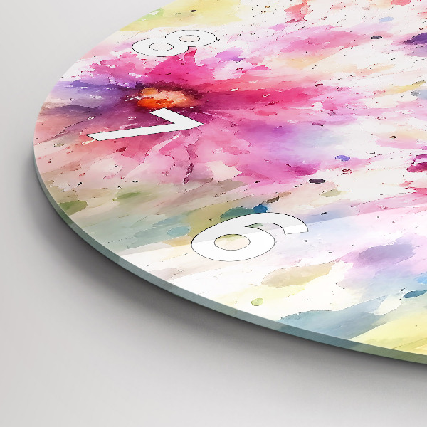 Orologio rotondo in vetro Fiori dipinti