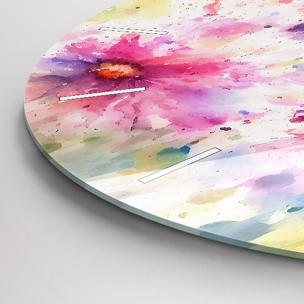 Orologio rotondo in vetro Fiori dipinti