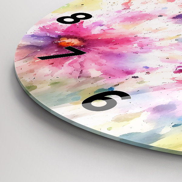 Orologio rotondo in vetro Fiori dipinti