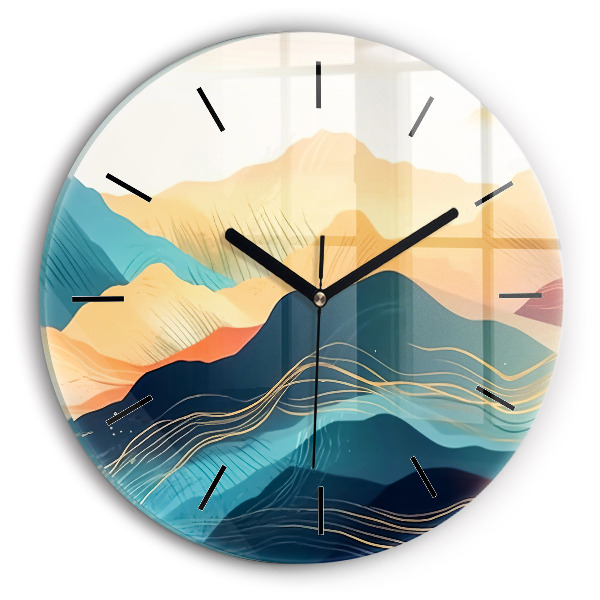 Orologio rotondo in vetro Paesaggio montano