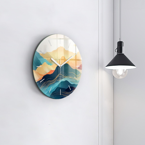 Orologio rotondo in vetro Paesaggio montano