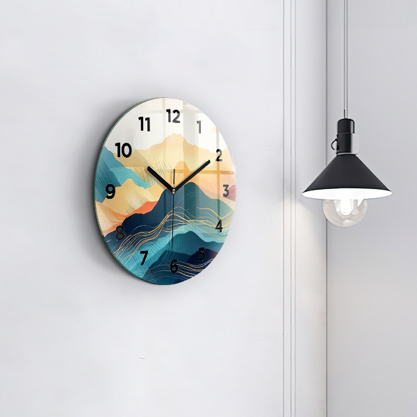Orologio rotondo in vetro Paesaggio montano