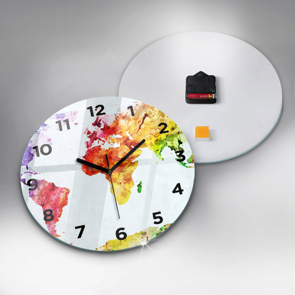 Orologio rotondo Mappa del mondo ad acquerello