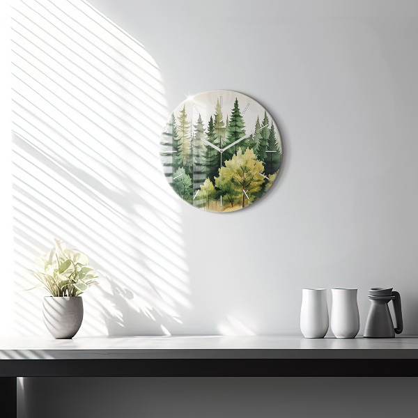 Orologio rotondo in vetro Paesaggio forestale