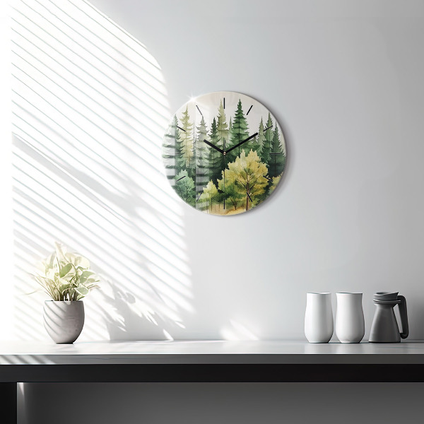 Orologio rotondo in vetro Paesaggio forestale