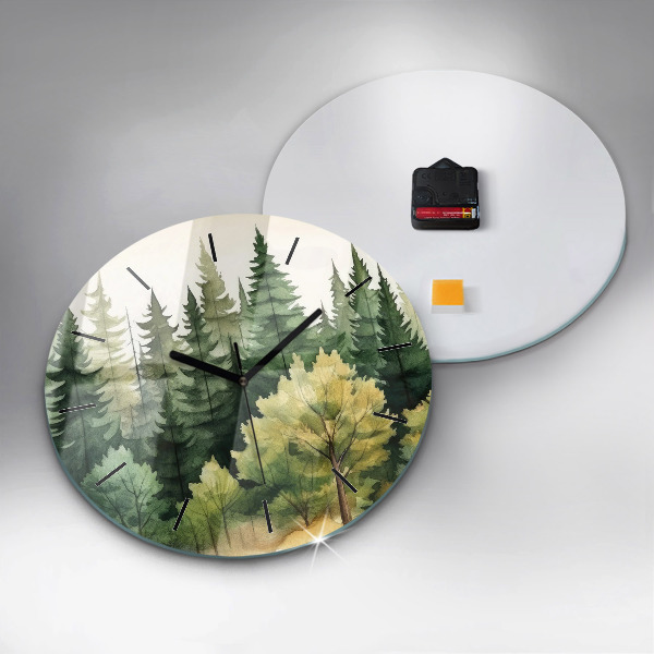 Orologio rotondo in vetro Paesaggio forestale