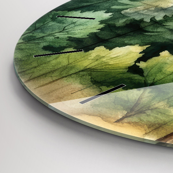 Orologio rotondo in vetro Paesaggio forestale