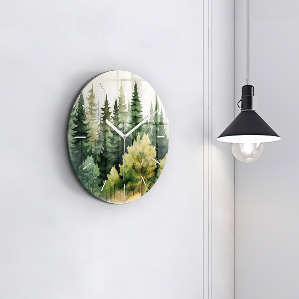 Orologio rotondo in vetro Paesaggio forestale