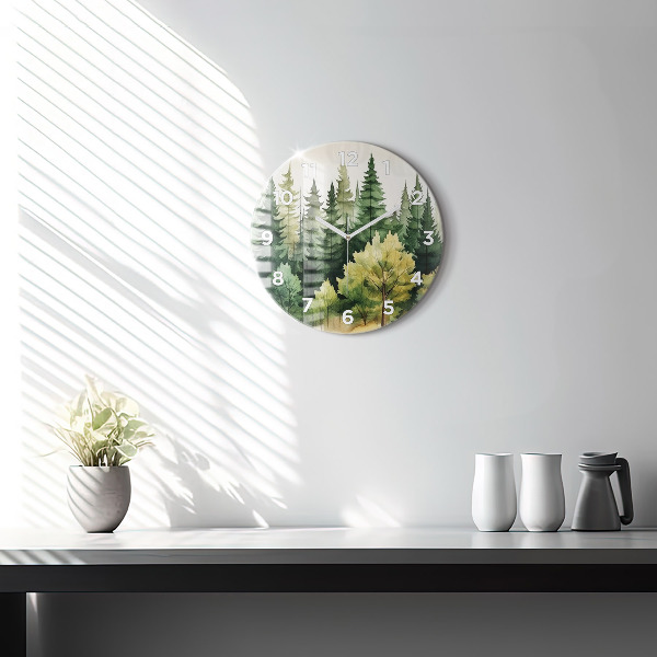 Orologio rotondo in vetro Paesaggio forestale