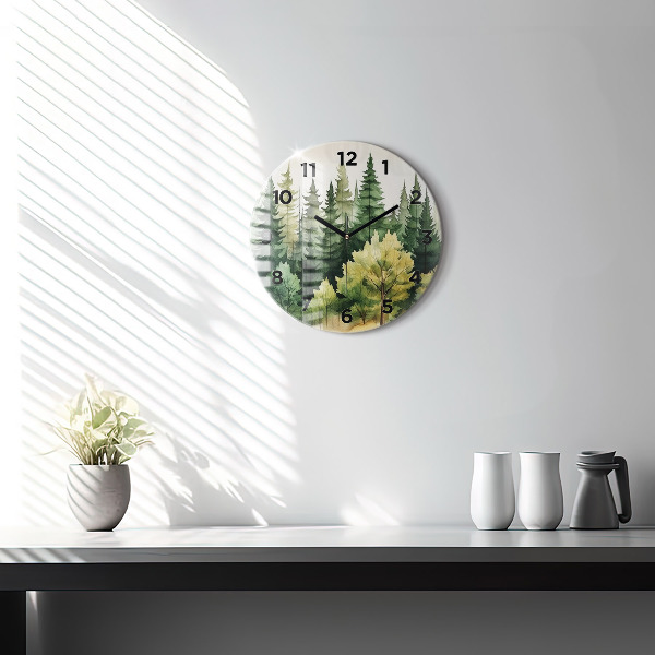 Orologio rotondo in vetro Paesaggio forestale