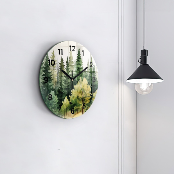Orologio rotondo in vetro Paesaggio forestale