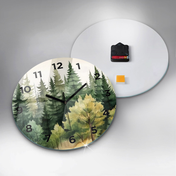 Orologio rotondo in vetro Paesaggio forestale