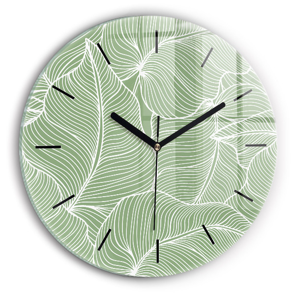 Orologio rotondo in vetro Foglie modello natura