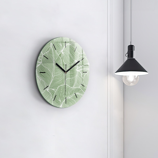 Orologio rotondo in vetro Foglie modello natura