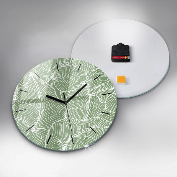 Orologio rotondo in vetro Foglie modello natura