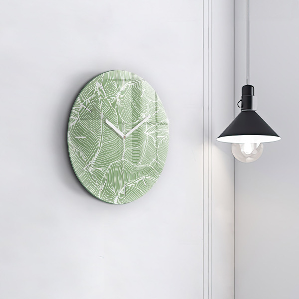 Orologio rotondo in vetro Foglie modello natura