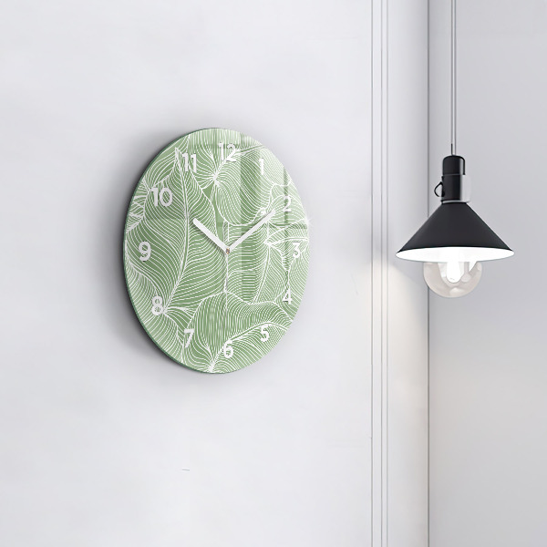 Orologio rotondo in vetro Foglie modello natura