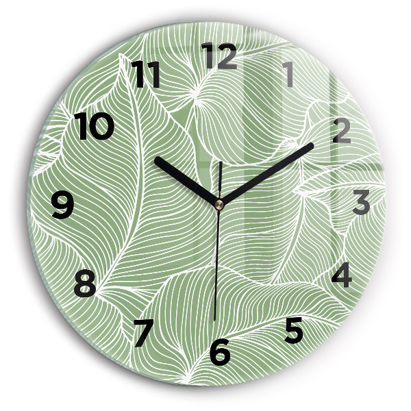 Orologio rotondo in vetro Foglie modello natura