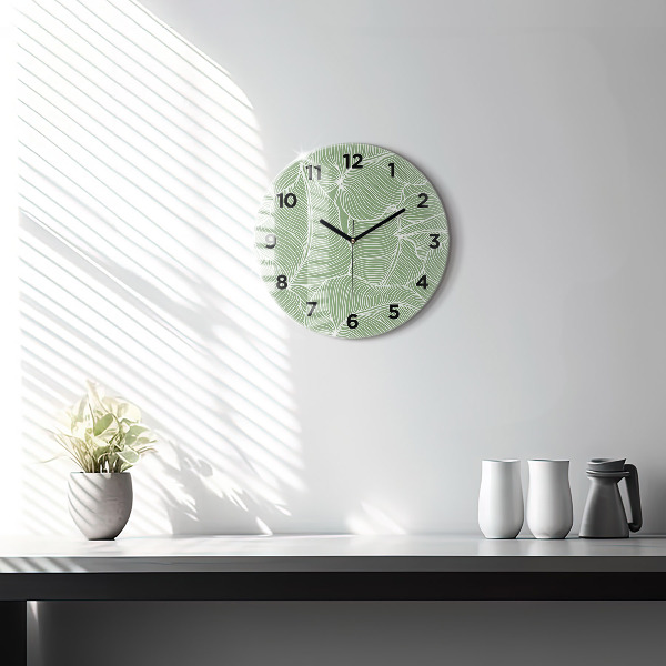 Orologio rotondo in vetro Foglie modello natura