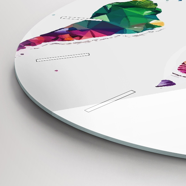 Orologio rotondo in vetro Triangoli della mappa del mondo