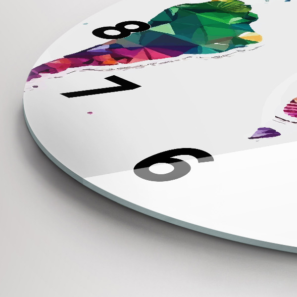 Orologio rotondo in vetro Triangoli della mappa del mondo