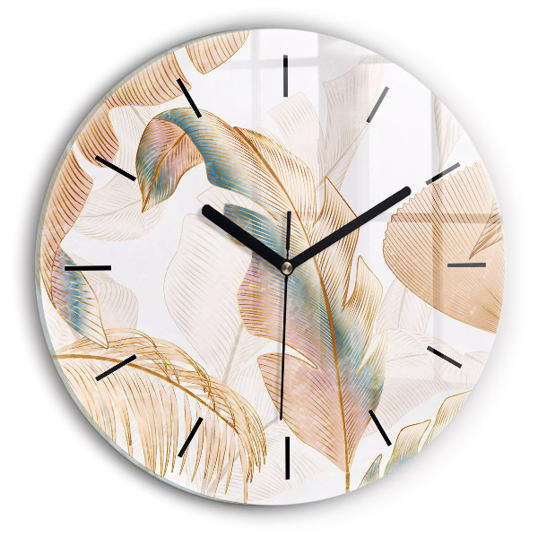 Orologio rotondo in vetro Motivo foglia naturale