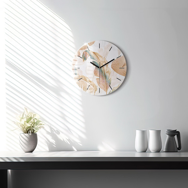 Orologio rotondo in vetro Motivo foglia naturale