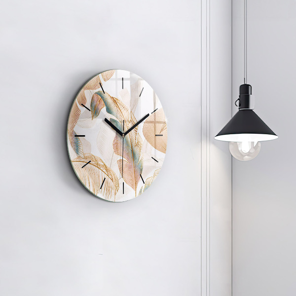 Orologio rotondo in vetro Motivo foglia naturale