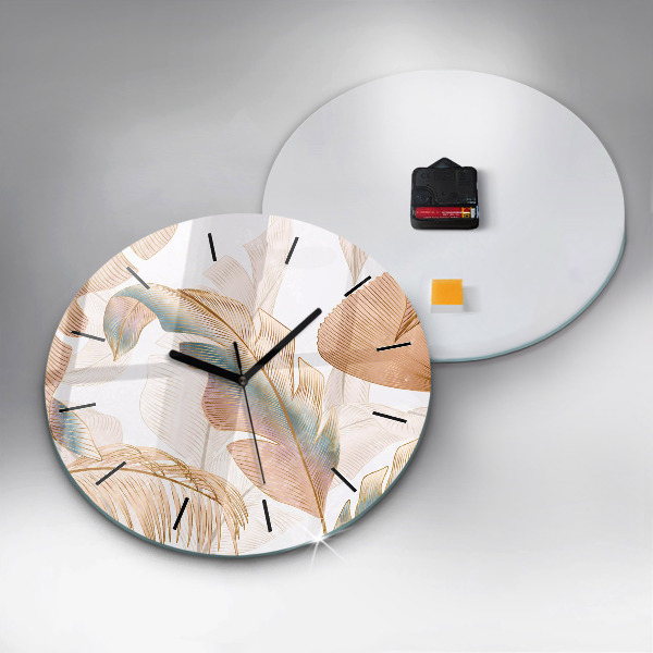 Orologio rotondo in vetro Motivo foglia naturale