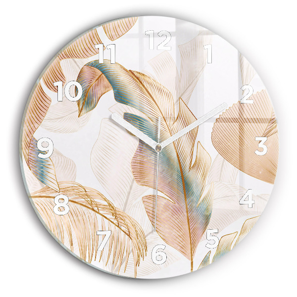 Orologio rotondo in vetro Motivo foglia naturale