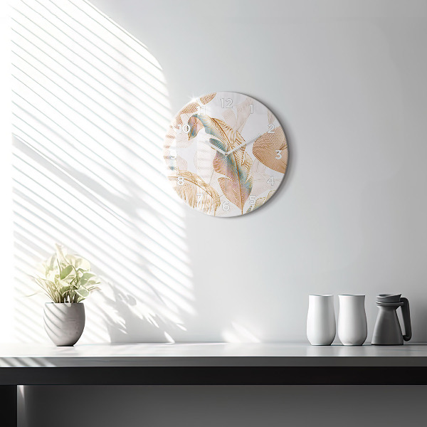 Orologio rotondo in vetro Motivo foglia naturale
