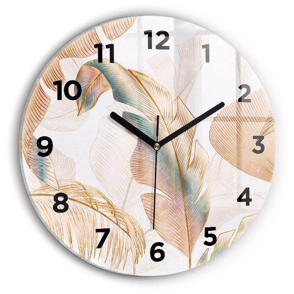 Orologio rotondo in vetro Motivo foglia naturale
