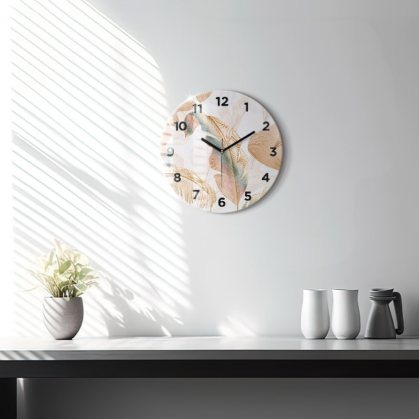 Orologio rotondo in vetro Motivo foglia naturale
