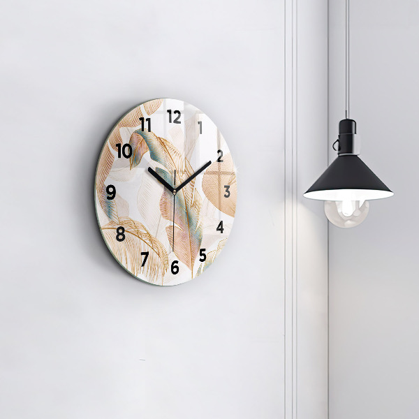 Orologio rotondo in vetro Motivo foglia naturale