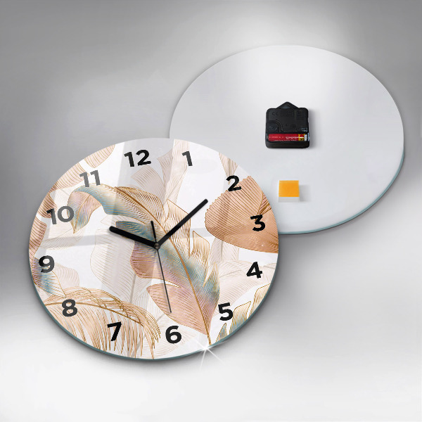Orologio rotondo in vetro Motivo foglia naturale