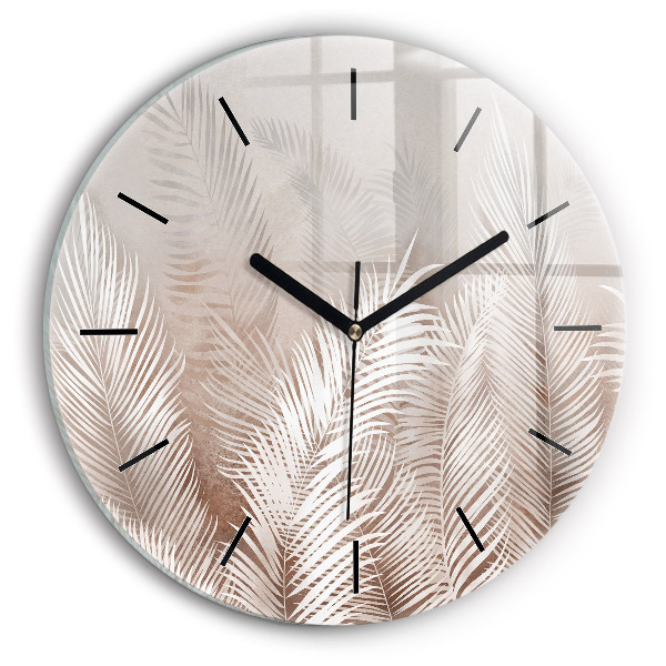 Orologio rotondo in vetro Foglie tropicali boho
