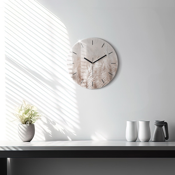 Orologio rotondo in vetro Foglie tropicali boho