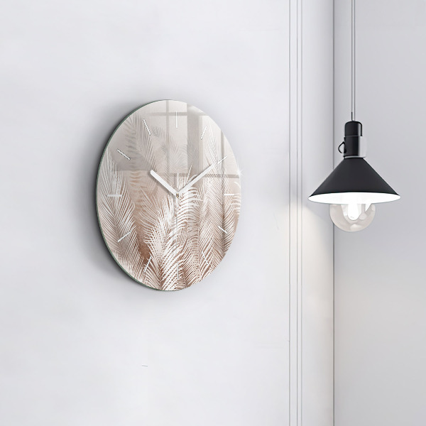 Orologio rotondo in vetro Foglie tropicali boho
