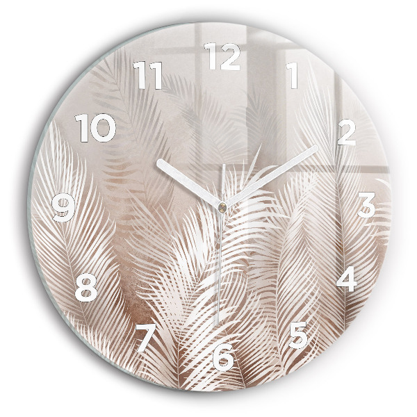 Orologio rotondo in vetro Foglie tropicali boho