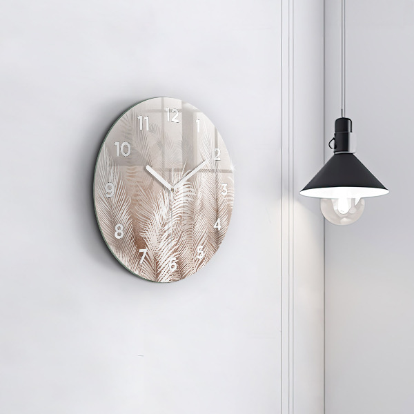 Orologio rotondo in vetro Foglie tropicali boho