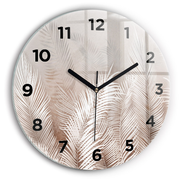 Orologio rotondo in vetro Foglie tropicali boho