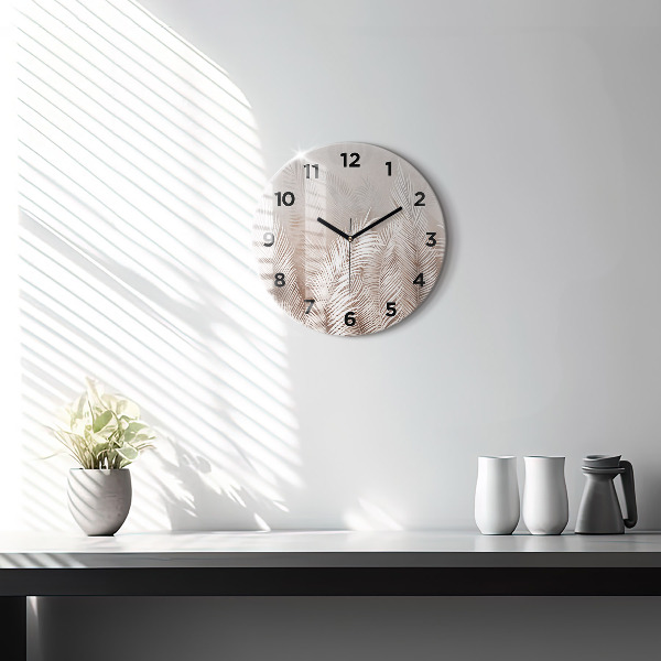 Orologio rotondo in vetro Foglie tropicali boho