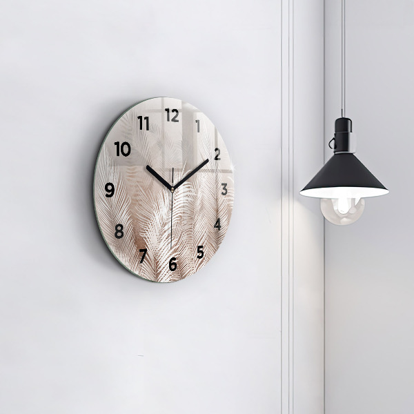 Orologio rotondo in vetro Foglie tropicali boho