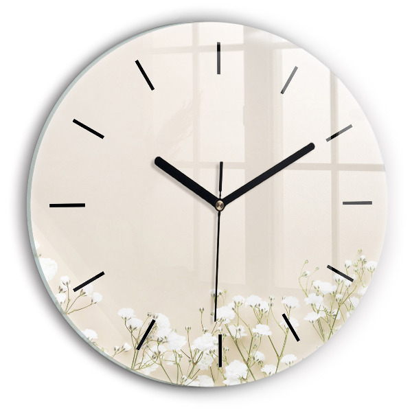 Orologio rotondo in vetro Fiori di gipsofila in fiore