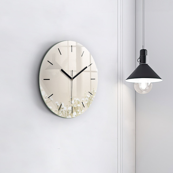 Orologio rotondo in vetro Fiori di gipsofila in fiore