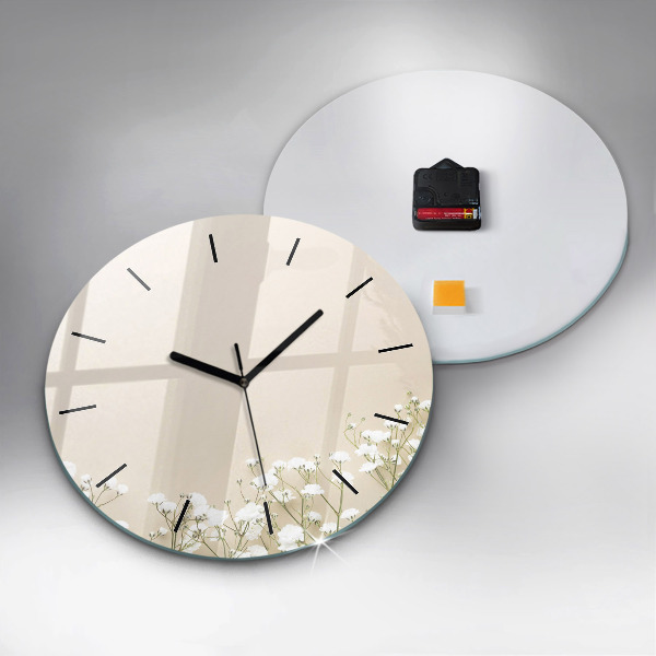 Orologio rotondo in vetro Fiori di gipsofila in fiore