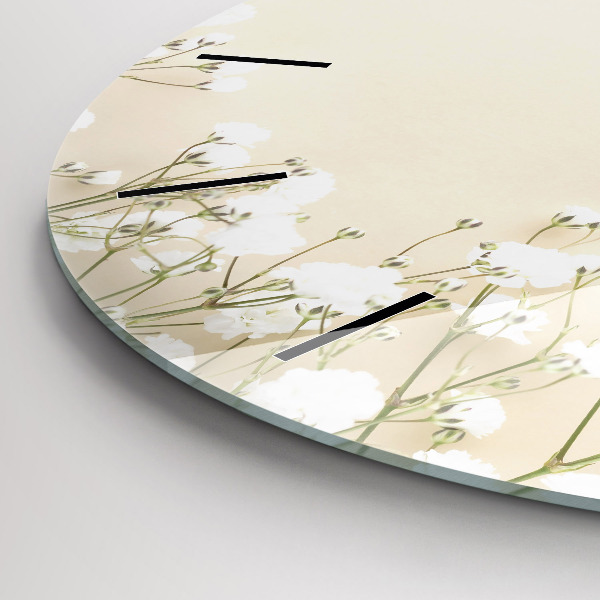 Orologio rotondo in vetro Fiori di gipsofila in fiore