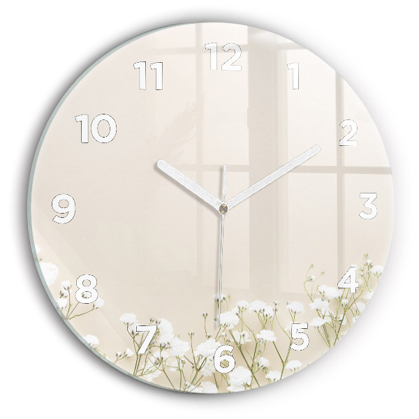 Orologio rotondo in vetro Fiori di gipsofila in fiore